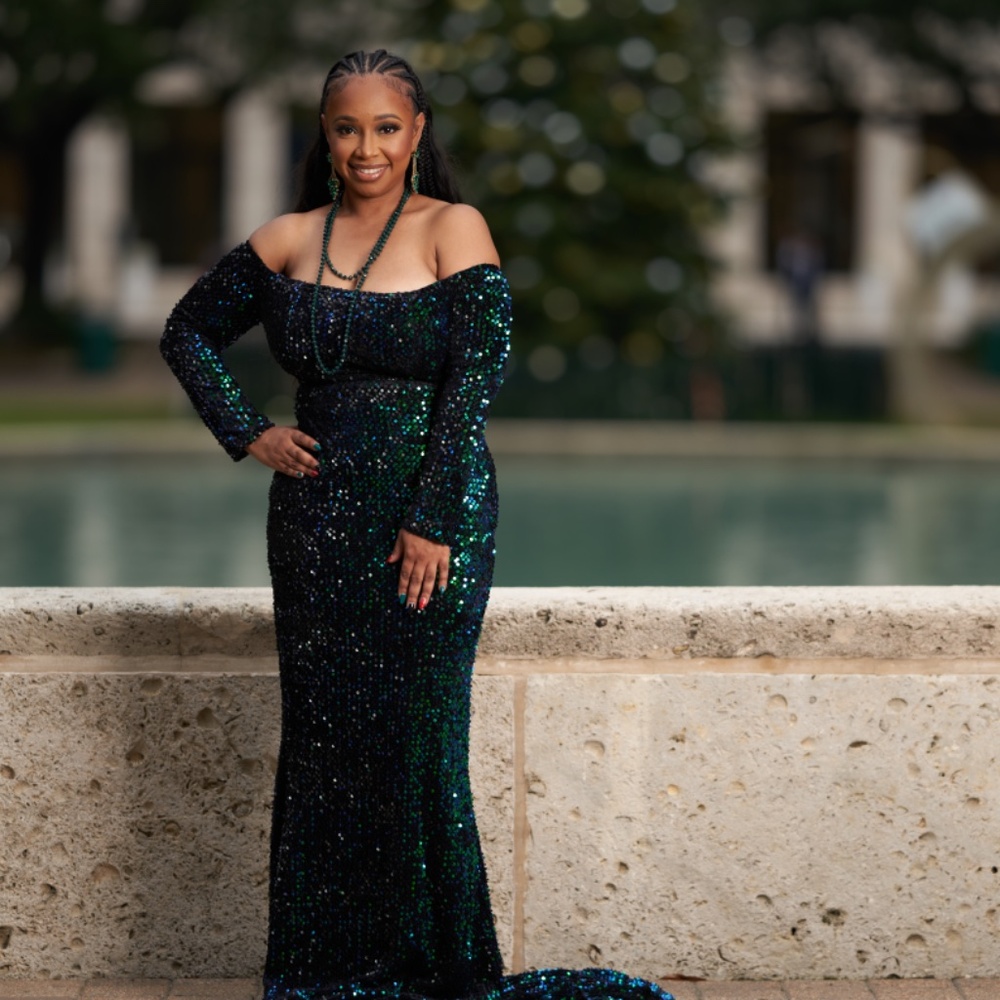 Off Shoulder Iridescent Sequin Fishtail - image 3